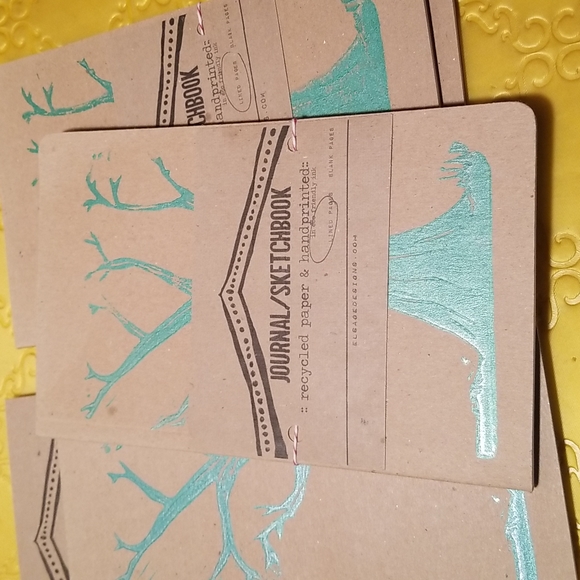 Journal Sketchbook Recycled Handprinted 5 Books 1 is unlined - Picture 4 of 8